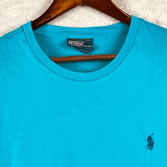 Polo Ralph Lauren Mens XL Crewneck T Shirt Turquoise Cotton Logo Short Sleeves - Picture 2 of 11